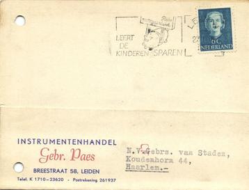 Instrumentenhandel Gebr. Paes, Leiden - 01.1950 - briefkaart