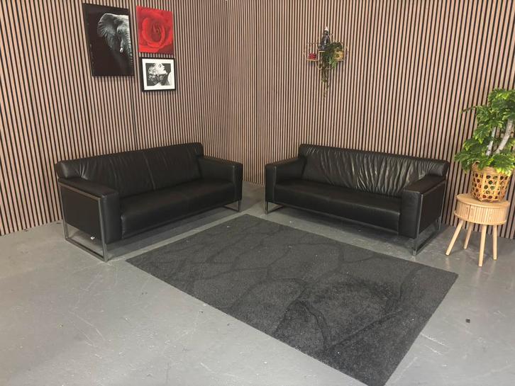 GRATIS LEVERING Montel Set Banken Leer 175x80 GEREINIGD, Huis en Inrichting, Banken | Bankstellen, Zo goed als nieuw, Hoekbank