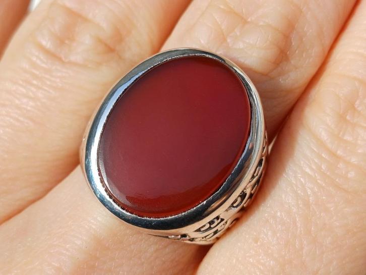 Vanoli 925 zilver ring voor heren carneool agaat maat 19, Sieraden, Tassen en Uiterlijk, Ringen, Nieuw, Heer, 19 tot 20, Overige kleuren