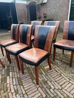 6 schapenleren eetkamerstoelen, Huis en Inrichting, Stoelen, Ophalen, Gebruikt, Bruin, Vier