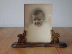 vintage houten fotolijstje met bloemmotief, Gebruikt, Ophalen of Verzenden