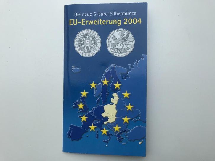 Oostenrijk 2004 EU Erweiterung 5 euro zilver, Postzegels en Munten, Munten | Europa | Euromunten, Setje, 5 euro, Oostenrijk, Zilver