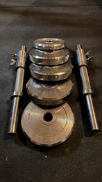 Verstelbare dumbell set met halterschijven, Sport en Fitness, Fitnessmaterialen, Ophalen of Verzenden, Gebruikt, Armen, Halterset