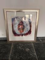 Schilderijlijst zilver/goud met donkerrood accent, Huis en Inrichting, Woonaccessoires | Lijsten, Gebruikt, 50 tot 75 cm, Ophalen of Verzenden