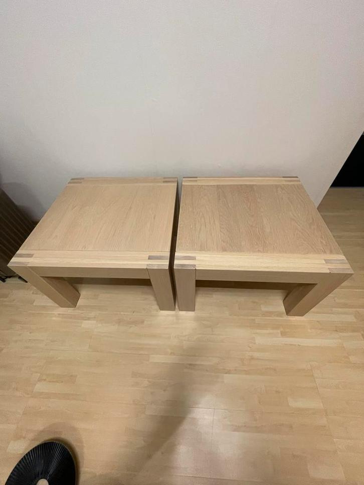 Eikenhouten bijzettafel - white wash - 90x90, Huis en Inrichting, Tafels | Salontafels, Zo goed als nieuw, Minder dan 50 cm, 50 tot 100 cm