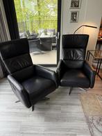 Relaxstoel zwart leder, Huis en Inrichting, Fauteuils, Ophalen, Leer, Zo goed als nieuw, Modern