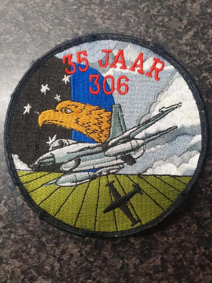 JUBILEUM PATCH 35 JAAR 306 TRS F-16 RNLAF KLU VLB VKL 1988, Verzamelen, Luchtvaart en Vliegtuigspotten, Zo goed als nieuw, Patch, Badge of Embleem