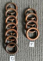 Gordijnringen 7 en 7,5 cm donker bruin houten per stuk, Gebruikt, Ophalen of Verzenden, Bruin