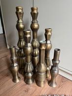 Set van 2 goude metalen kandelaars, Ophalen of Verzenden, Zo goed als nieuw, Metaal, 25 tot 50 cm