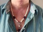 Parelketting van zoetwaterparels met amathist, Sieraden, Tassen en Uiterlijk, Kettingen, Ophalen, Zo goed als nieuw, Wit, Overige materialen
