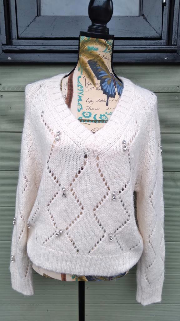 Zara gebreide trui met strass M, Kleding | Dames, Truien en Vesten, Nieuw, Maat 38/40 (M), Overige kleuren, Ophalen of Verzenden