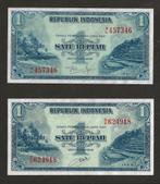 Indonesië: 1 Rupiah 1951 en 1953, Ophalen of Verzenden, Zuidoost-Azië, Los biljet