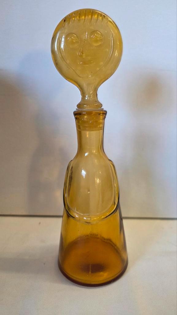 Erik Höglund Kosta Boda amber figure bottle ca. 1970, Antiek en Kunst, Antiek | Glas en Kristal, Ophalen of Verzenden