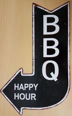 BBQ Happy Hour zwarte pijl metalen reclamebord wandbord
