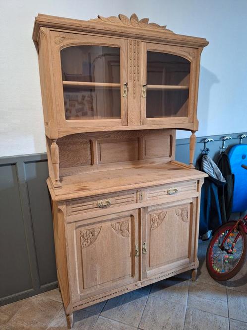 Antieke buffetkast (gezandstraald)., Huis en Inrichting, Kasten | Buffetkasten, Gebruikt, 200 cm of meer, 25 tot 50 cm, Ophalen