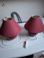 2 Bordeaux Rode Schemerlampjes - snoer afgeknipt, Huis en Inrichting, Lampen | Tafellampen, Ophalen, Gebruikt, Stof, Minder dan 50 cm