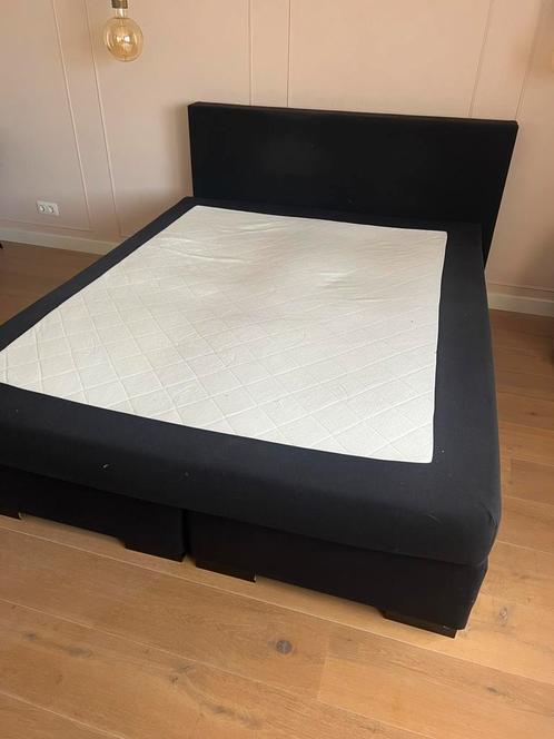 2 persoons- Boxspring, zwart, gestoffeerd, Huis en Inrichting, Slaapkamer | Bedden, Tweepersoons, 220 cm, Stof, Zwart, Ophalen