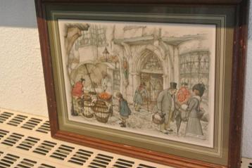 Vintage Anton Pieck 1895-1987 Fruitmarkt/Ganzen/Personen beschikbaar voor biedingen