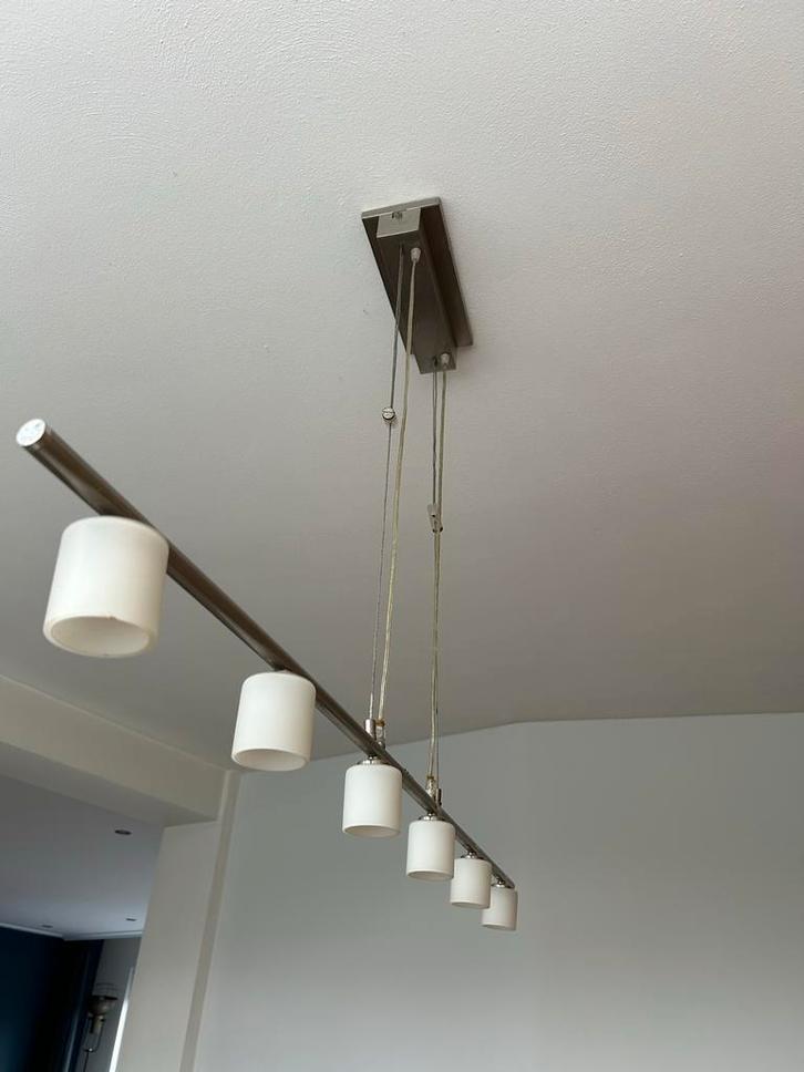 Dimbare lamp met meerdere spots, Huis en Inrichting, Lampen | Hanglampen, Gebruikt, 75 cm of meer, Metaal, Ophalen