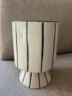 Kwantum/karwei bloempot creme met zwarte strepen, Tuin en Terras, Bloempotten, Ophalen, Rond, Nieuw, Aardewerk