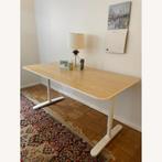 IKEA BEKANT Bureau eiken/wit 160x80, Huis en Inrichting, Bureaus, Ophalen, In hoogte verstelbaar, Gebruikt, Bureau