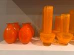 Vaasjes Dutz oranje / geel, Huis en Inrichting, Geel, Ophalen of Verzenden, Minder dan 50 cm, Glas