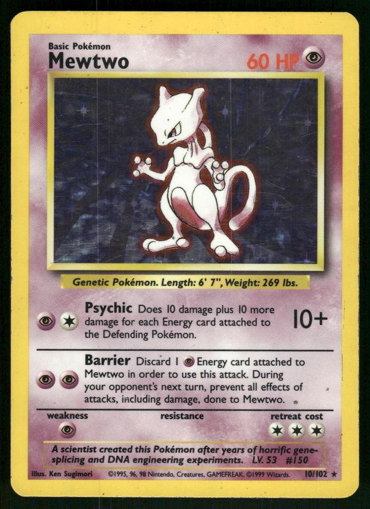 Mewtwo 10/102 - Base (Fair), Hobby en Vrije tijd, Verzamelkaartspellen | Pokémon, Gebruikt, Verzenden