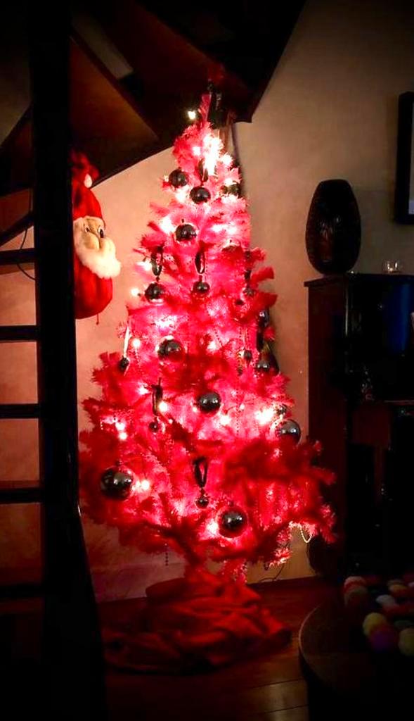 Fuchsia Kunst kerstboom, 210 cm., Diversen, Kerst, Zo goed als nieuw, Ophalen