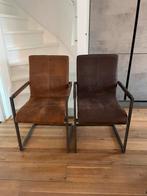 2 eetkamerstoelen met stalen frame, Huis en Inrichting, Stoelen, Ophalen, Overige materialen, Gebruikt, Twee