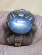 Saffier 7 krt %100 natuurlijk antiek zilver ring zeldzaam, Ophalen, Blauw, 19 tot 20, Zo goed als nieuw