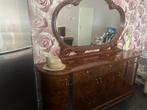 Dressoir met spiegel wortelnoten hoogglans, Ophalen, Zo goed als nieuw, Met deur(en), Overige houtsoorten