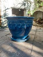 Bloem/sierpot buiten blauw, Tuin en Terras, Gebruikt, Tuin, Rond, Minder dan 40 cm