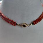 bloedkoraal.dubbelrijig collier 14 k ketting met gouden slot, Sieraden, Tassen en Uiterlijk, Antieke sieraden, Verzenden, Goud
