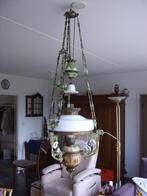 Te koop antieke hanglamp, omgebouwde olielamp, Huis en Inrichting, Lampen | Hanglampen, Gebruikt, Antiek, Ophalen, Metaal