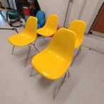 Vitra Eames Glasvezel Stoelen - Geel - Set van 4, Huis en Inrichting, Stoelen, Ophalen, Gebruikt, Overige kleuren, Vintage