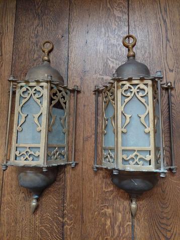 Set wandlampen wand lantaarn messing (groot formaat)  beschikbaar voor biedingen