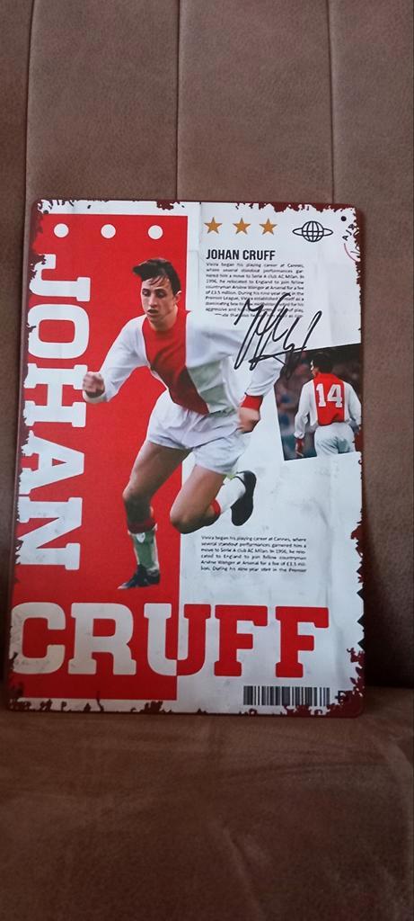 Johan Cruijff Blikken Bord 20x30 cm, Verzamelen, Sportartikelen en Voetbal, Nieuw, Poster, Plaatje of Sticker, Ajax, Ophalen of Verzenden
