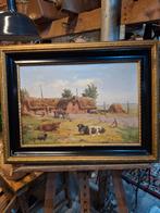 Schilderij: Landschap met Koeien, Gesigneerd, Ophalen of Verzenden