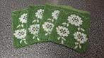 4 vintage washandjes groen met witte bloemen, Overige typen, Onbekend, Ophalen of Verzenden, Zo goed als nieuw