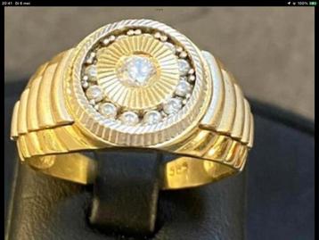 Vintage gouden ring Rolex briljant geslepen Zirkoon , 14 kar beschikbaar voor biedingen