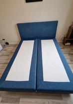 Tweepersoonsbed (boxpring) 160x200, opt 2 Mline matrassen., Ophalen, Gebruikt, Blauw, Tweepersoons