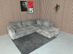 GRATIS LEVERING Ribstof Hoekbank Grijs 270x225 GEREINIGD, Huis en Inrichting, 250 tot 300 cm, Hoekbank, Ophalen of Verzenden, Zo goed als nieuw