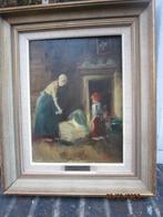 Nicolai Coster, 1901 Aquarel Vrouw en Kind bij een Wieg, Antiek en Kunst, Ophalen of Verzenden