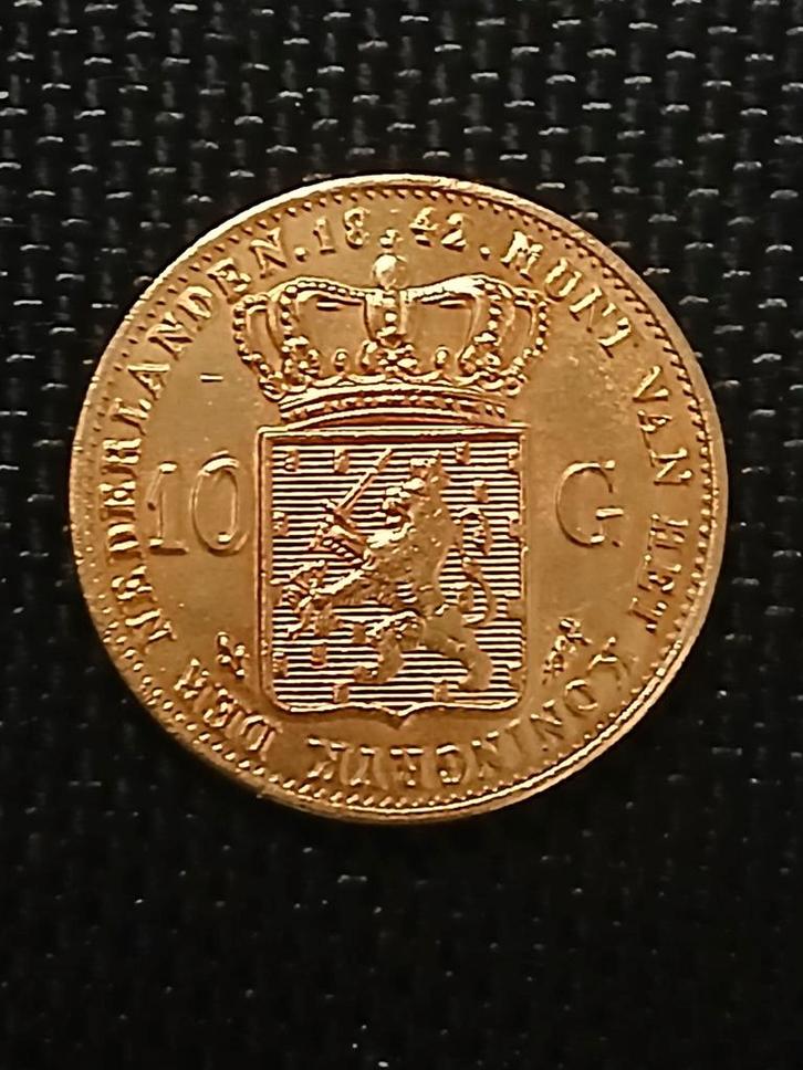 1842 Willem II gouden tientje 10 gulden naslag vergulding, Postzegels en Munten, Munten | Nederland, Losse munt, 10 gulden, Koning Willem II