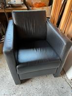 Zwarte fauteuil, Huis en Inrichting, Fauteuils, Ophalen, Gebruikt, Minder dan 75 cm, Leer