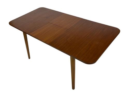 Vintage Eettafel Table Teak Fineer Jaren 60 Uitschuifbaar, Huis en Inrichting, Tafels | Eettafels, Gebruikt, 50 tot 100 cm, Rechthoekig