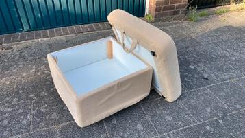 Zandkleurige poef met opbergruimte 62cm beschikbaar voor biedingen