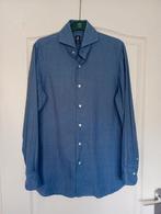 Finamore katoen/linnen overhemd, Finamore, Blauw, Zo goed als nieuw, Halswijdte 39/40 (M)