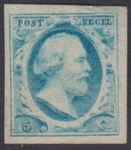 Willem III , 1852 , nvph 1 , 5 cent blauw , ongestempeld, Verzenden