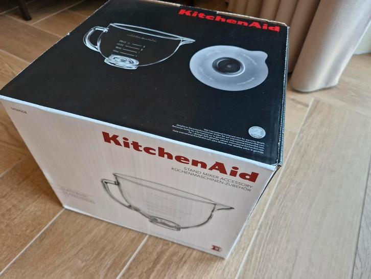 KitchenAid glazen mengkom 4,8 L, nieuw in doos, Witgoed en Apparatuur, Keukenmixers, Nieuw, 4 liter of meer, 3 snelheden of meer